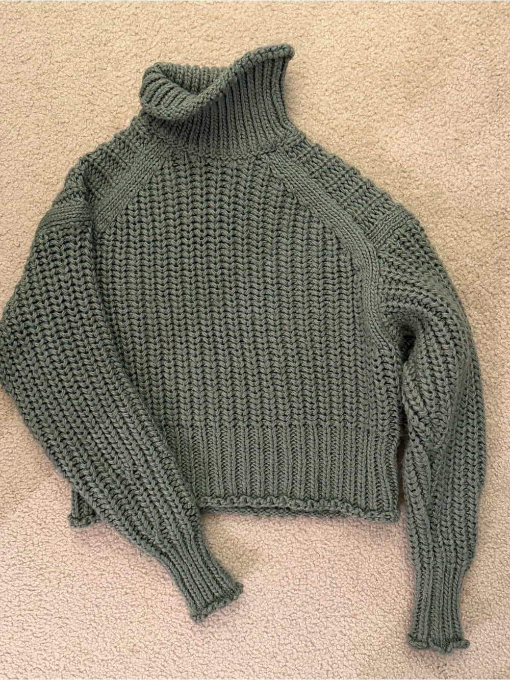 H&M Olive Green Chunky Turtleneck Sweater